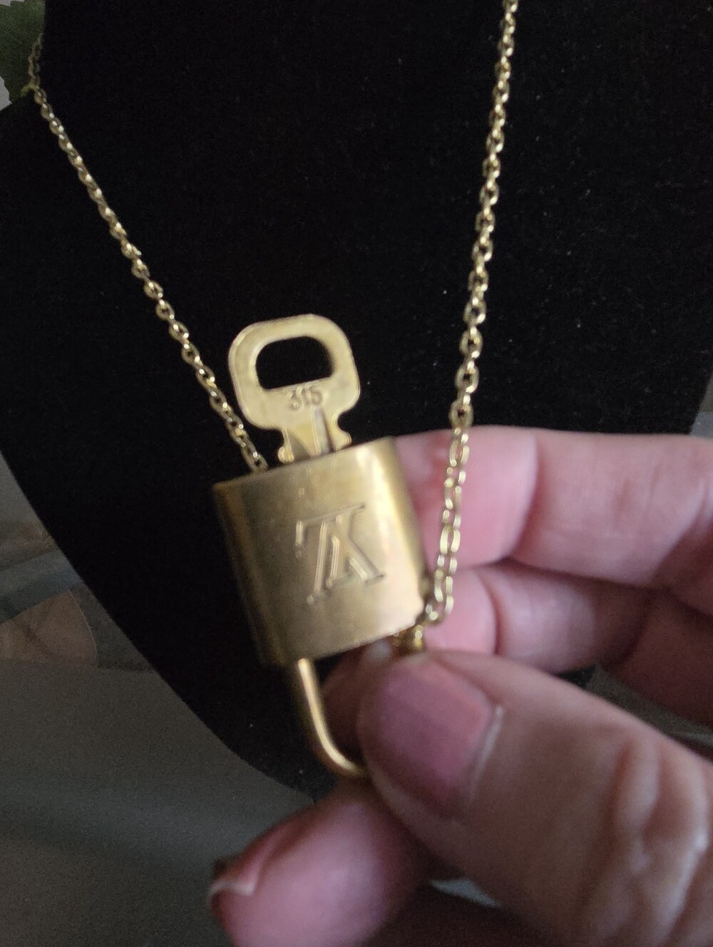 Louis Vuitton Brass Padlock & Key Pendant Necklace #315 - Picture 6 of 6